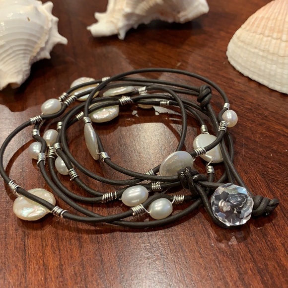 veni_vidi_amavi Jewelry - Triple Wrap Bracelet Coin Pearls